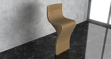 Load image into Gallery viewer, Parametric bar stool, wood acrylic or plywood, flowing wave like shape. Customizabel colors, and size made by CNC woodarts