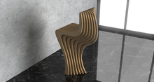 Load image into Gallery viewer, Parametric bar stool, wood acrylic or plywood, flowing wave like shape. Customizabel colors, and size made by CNC woodarts