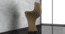 Load image into Gallery viewer, Parametric bar stool, wood acrylic or plywood, flowing wave like shape. Customizabel colors, and size made by CNC woodarts