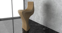 Load image into Gallery viewer, Parametric bar stool, wood acrylic or plywood, flowing wave like shape. Customizabel colors, and size made by CNC woodarts