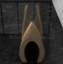 Load image into Gallery viewer, Parametric Wood Table with Glass top - Made By CNC Woodarts in Hawaii. Customizable size, material and top