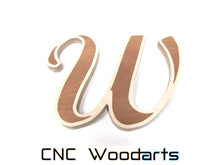 Load image into Gallery viewer, Inlay Wood Letters - 9" x 3/4" Birch & Sapele (MT Script Bold Font)