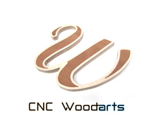 Load image into Gallery viewer, Inlay Wood Letters - 9" x 3/4" Birch & Sapele (MT Script Bold Font)