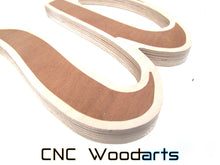 Load image into Gallery viewer, Inlay Wood Letters - 9" x 3/4" Birch & Sapele (MT Script Bold Font)