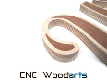 Load image into Gallery viewer, Inlay Wood Letters - 9" x 3/4" Birch & Sapele (MT Script Bold Font)