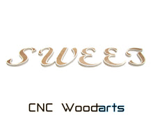 Load image into Gallery viewer, Inlay Wood Letters - 9" x 3/4" Birch & Sapele (MT Script Bold Font)