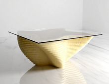 Load image into Gallery viewer, CNC Woodarts Tetra Twist Coffee Table made from wood. Birch Plywood, walnut, maple. sapele