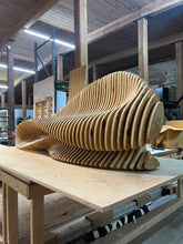 Load image into Gallery viewer, CNC WOODARTS HAWAII - Parametric Geometry Wavy Wood Bench, modern, unique artistic
