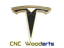 Load image into Gallery viewer, Tesla Wood &amp; Pearl Resin Garage sign by CNC Woodarts Mount on a wall inside your home or in your garage. Red, blue, white charcoal pearl resin. Glow in the dark options. Tesla emblem, logo sign, hang mount, oem.
